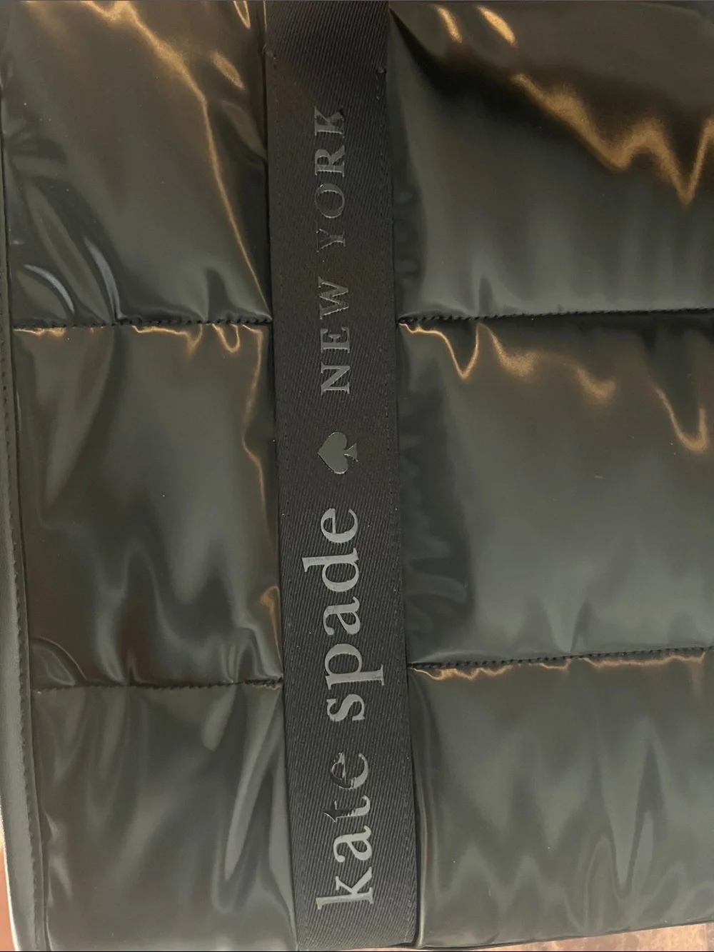 kate spade Black Puffer Laptop Black shiny Tote